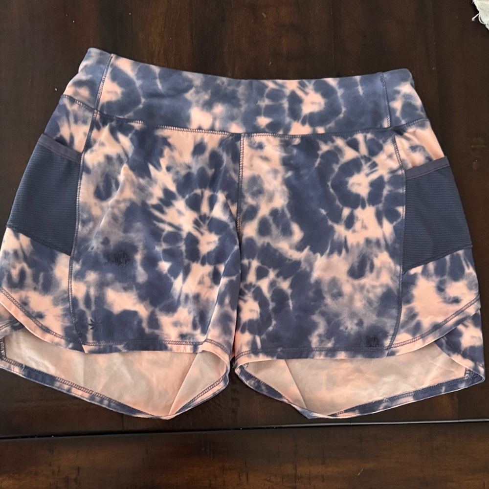 Athleta Kids Tie-Dye Record Breaker 3” Shorts - Peach and Blue